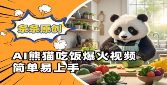 Ai熊猫吃饭爆火视频，条条原创，简单易上手-阳明聊项目