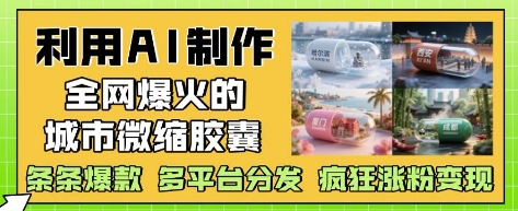 利用AI制作全网爆火的城市微缩胶囊，条条爆款， 多平台分发，疯狂涨粉变现-阳明聊项目