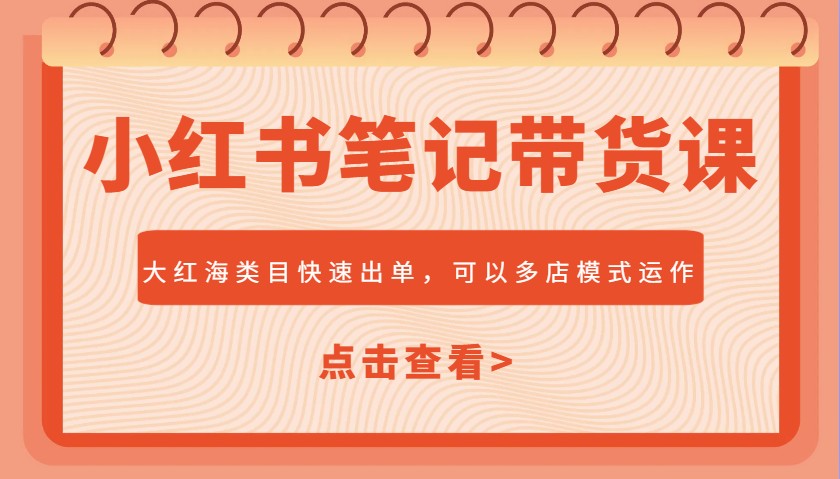小红书笔记带货课，大红海类目快速出单，市场大，可以多店模式运作(更新)-阳明聊项目