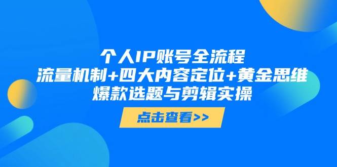 个人IP账号全流程：流量机制+四大内容定位+黄金思维, 爆款选题与剪辑实操-阳明聊项目