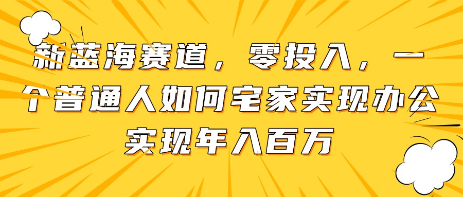 新蓝海赛道，零投入，一个普通人如何宅家办公实现年入百万-阳明聊项目
