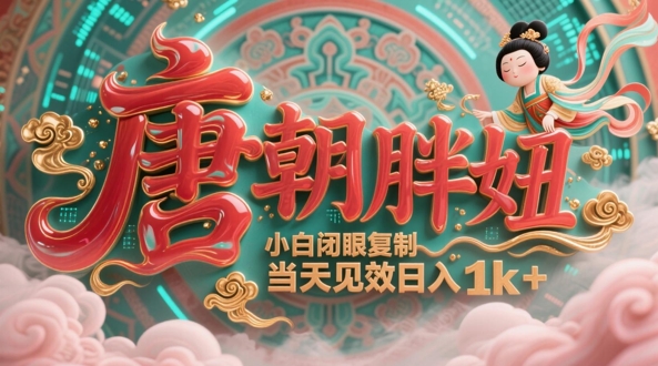 用AI克隆“唐朝胖妞”日更3条，平台疯狂推流，小白闭眼复制，当天见效，日入1k+-阳明聊项目