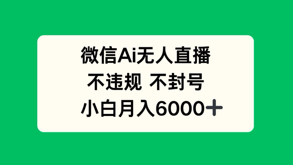 微信AI无人直播，不违规 不封号 ，小白月入6000+-阳明聊项目