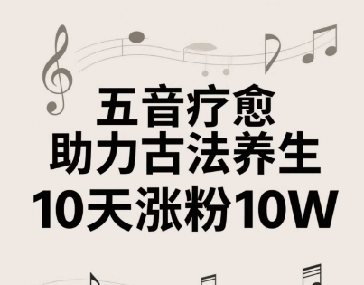 古法五音养生教程，五音疗愈的视频的制作方法，2-4小时就能学会，作者10天涨粉10W-阳明聊项目
