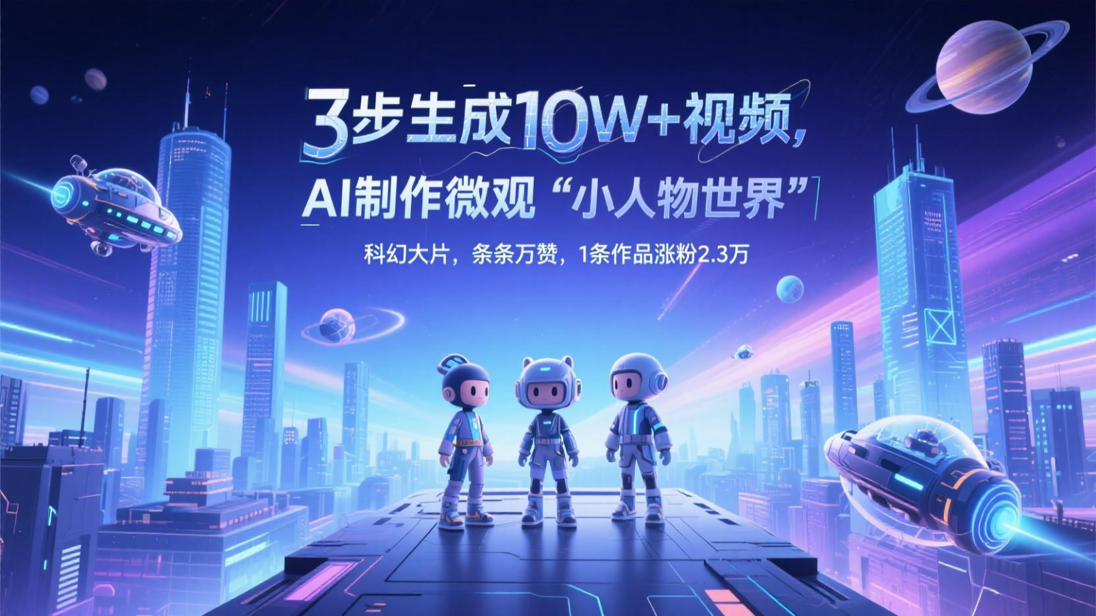 三步生成10W+视频，AI制作微观“小人物世界”科幻大片，条条万赞，1条作品涨粉2.3万-阳明聊项目