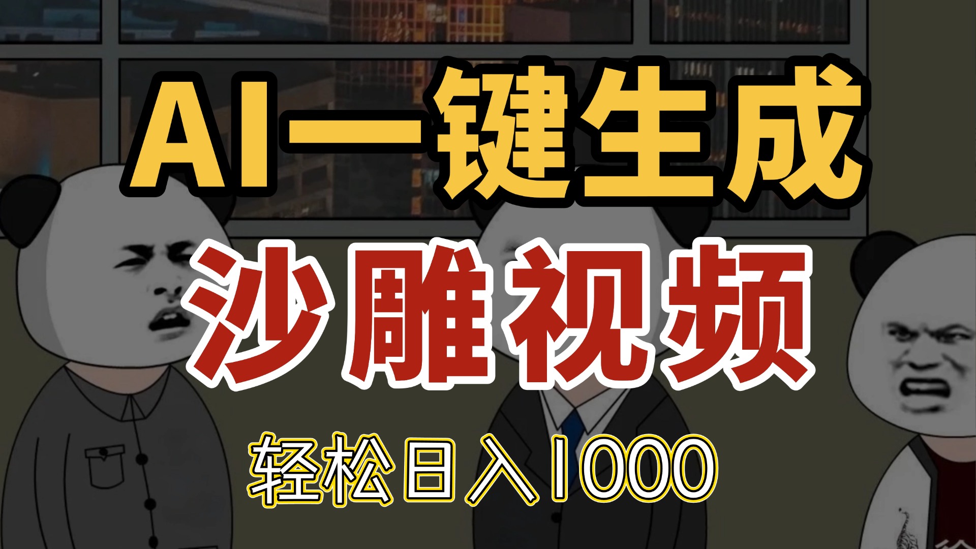 AI一键生成沙雕视频，一条视频千万播放，轻松日入1000-阳明聊项目