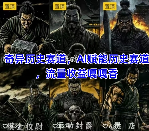 抖音奇异历史赛道，AI赋能历史赛道，流量收益嘎嘎香，狂撸伙伴计划-阳明聊项目