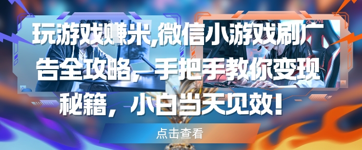 玩游戏挣米，微信小游戏刷广告全攻略，手把手教你变现秘籍，小白当天见效-阳明聊项目