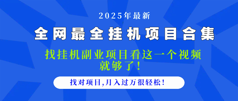 2025最全挂机项目合集 找项目看这一个视频就够了，做对项目月入过万很…-阳明聊项目