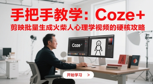 手把手教学：Coze + 剪映批量生成火柴人心理学视频的硬核攻略-阳明聊项目