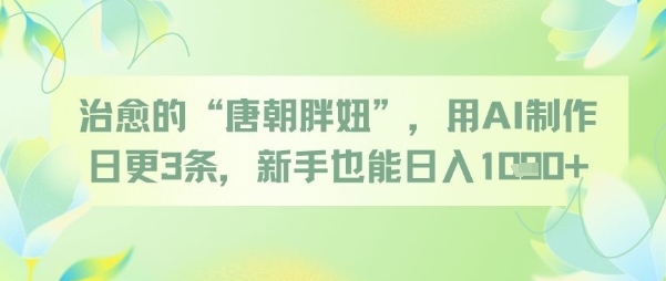 治愈的“唐朝胖妞”，用AI制作日更3条，新手也能日入多张-阳明聊项目