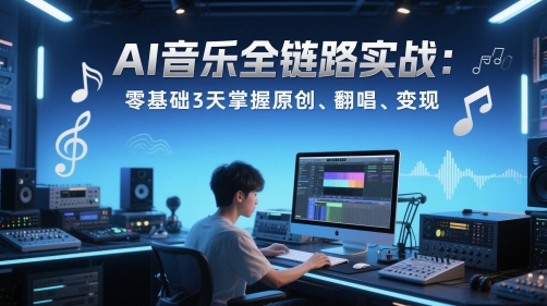 AI音乐全链路实战变现课：零基础3天掌握原创、翻唱、变现-阳明聊项目
