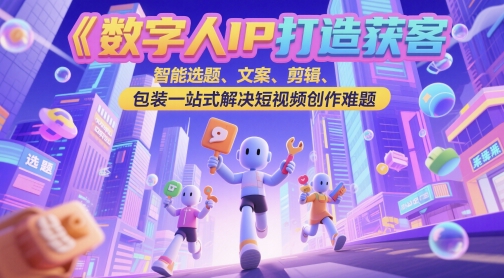 数字人IP打造获客变现实操课，智能选题、文案、剪辑、包装一站式解决短视频创作难题-阳明聊项目