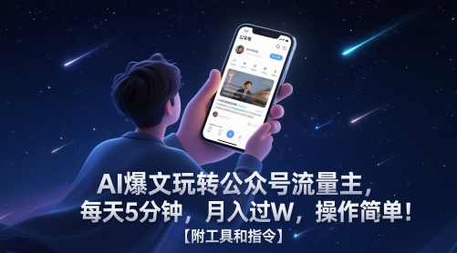 AI爆文玩转公众号流量主，每天5分钟，月入过W，操作简单！【附工具和指令】-阳明聊项目