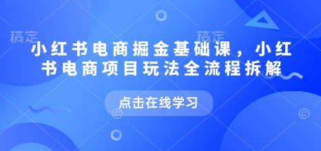 小红书电商掘金课，小红书电商项目玩法全流程拆解(更新5月)-阳明聊项目