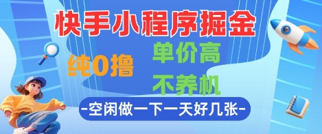 快手小程序掘金，纯0撸，单价高不养机 利用空闲时间做一做，一天好几张【揭秘】-阳明聊项目