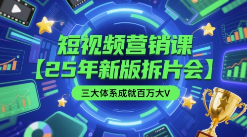 短视频营销课【25年新版拆片会】三大体系成就百万大V，包含正课、拆片会、手把手教学直播课等-阳明聊项目