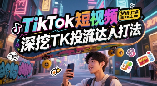 TikTok短视频带货线上课，深挖TK投流达人打法-阳明聊项目