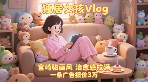 单个账号涨粉71W！用AI制作独居女孩Vlog，宫崎骏画风，治愈感拉满，一条广告报价3W-阳明聊项目