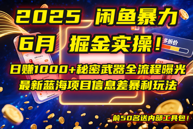 2025闲鱼暴力掘金实操！日赚1000+秘密武器全流程曝光，最新蓝海项目信…-阳明聊项目