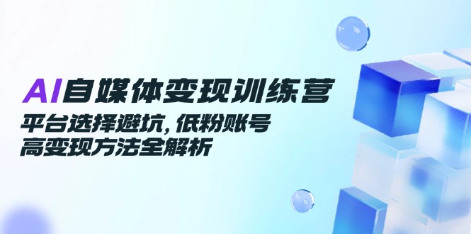 AI自媒体变现训练营，平台选择避坑，低粉账号高变现方法全解析-阳明聊项目