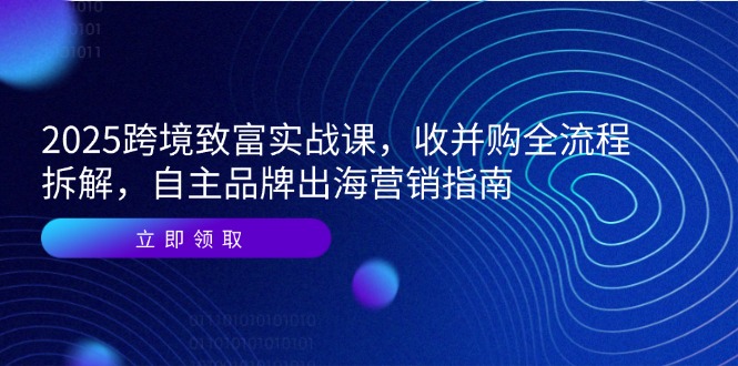 2025跨境致富实战课，收并购全流程拆解，自主品牌出海营销指南-阳明聊项目
