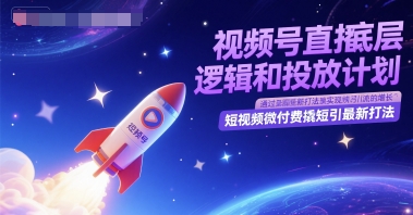 视频号直播底层逻辑和投放计划，短视频微付费撬短引最新打法-阳明聊项目