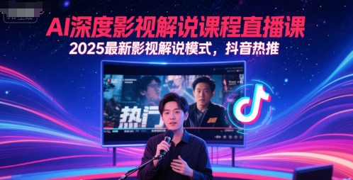 AI深度影视解说课程直播课，2025最新影视解说模式，抖音热推-阳明聊项目