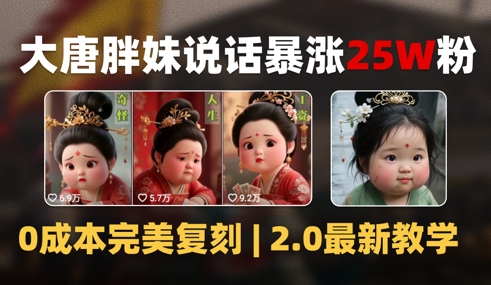 AI大唐胖贵妃说话2.0，40条视频暴涨40w粉，附独家变现攻略-阳明聊项目