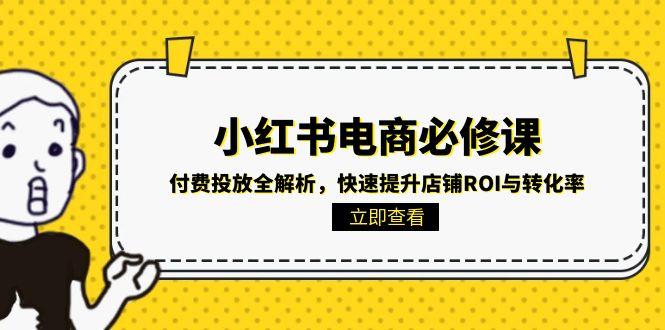 小红书电商必修课：付费投放全解析，快速提升店铺ROI与转化率-阳明聊项目