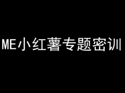 ME小红薯专题密训-小红书电商教程-阳明聊项目