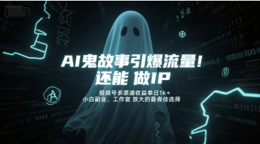 AI鬼故事引爆流量，还能做IP，视频号多渠道收益单日1k+，小白副业、工作室放大的最佳选择-阳明聊项目