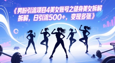 男粉引流项目4美女账号之健身美女拆解，日引流500+，变现多张-阳明聊项目