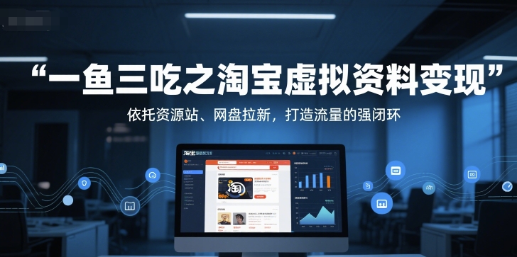 一鱼三吃之淘宝虚拟资料变现，依托资源站、网盘拉新，打造流量的强闭环-阳明聊项目