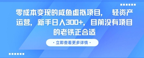 零成本变现的咸鱼虚拟项目， 轻资产运营，新手日入3张+，目前没有项目的老铁正合适-阳明聊项目