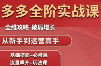 拼多多全阶实战课程，全维攻略，破局增长，从新手到运营高手-阳明聊项目