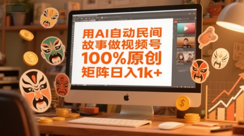 用AI自动民间故事做视频号，100%原创，矩阵日入1k+-阳明聊项目