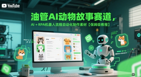 油管AI动物故事赛道，AI+RPA机器人流程自动化制作素材【保姆级教程】-阳明聊项目