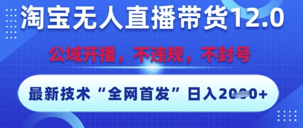 淘宝无人直播带货12.0，最新技术，不封号，不违规，操作简单，开播爆单，日入多张【揭秘】-阳明聊项目