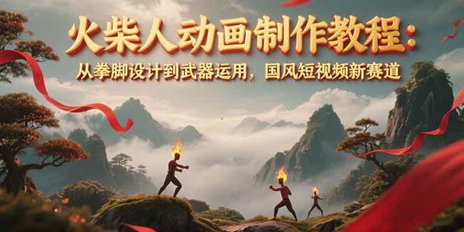 火柴人动画制作教程：从拳脚设计到武器运用，国风短视频新赛道-阳明聊项目
