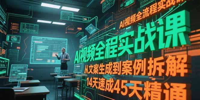 AI视频全流程实战课，从文案生成到案例拆解，14天速成45天精通-阳明聊项目