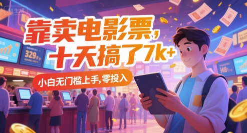 靠卖电影票，十天搞了7k+，小白无门槛上手，零投入【揭秘】-阳明聊项目