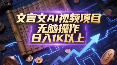 文言文AI视频项目，无脑操作，日入1K以上-阳明聊项目