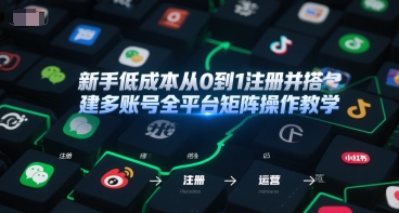 新手低成本从0到1注册并搭建多账号全平台矩阵操作教学，手机号-邮箱-IP-工具-阳明聊项目