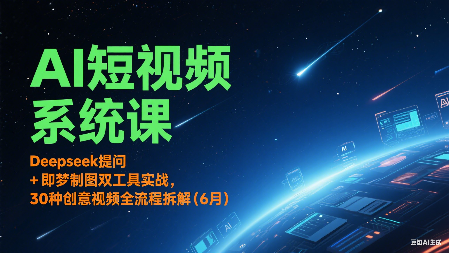 AI短视频系统课：Deepseek提问 + 即梦制图双工具实战，30种创意视频全流程拆解(6月)-阳明聊项目