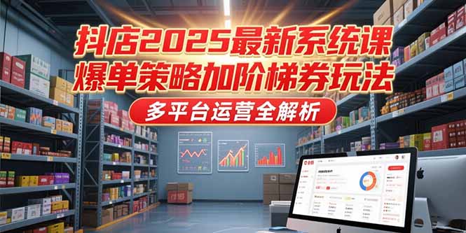 抖店2025最新系统课，爆单策略加阶梯券玩法，多平台运营全解析-阳明聊项目