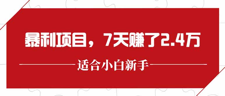 最新暴利项目，每单收益轻松在300以上，7天赚了2.4万-阳明聊项目