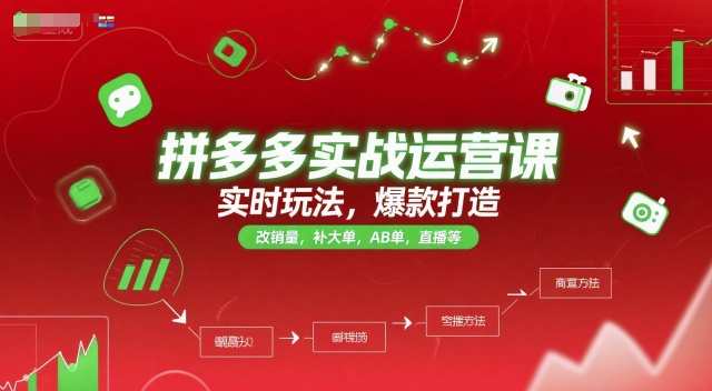 拼多多实战运营课，实时玩法，爆款打造，改销量，补大单，AB单，直播等(更新2025月)-阳明聊项目