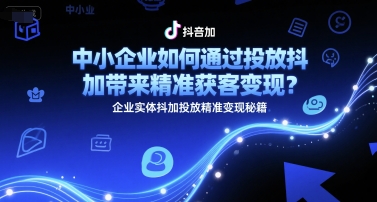 中小企业如何通过投放抖加带来精准获客变现？企业实体抖加投放精准变现秘籍-阳明聊项目