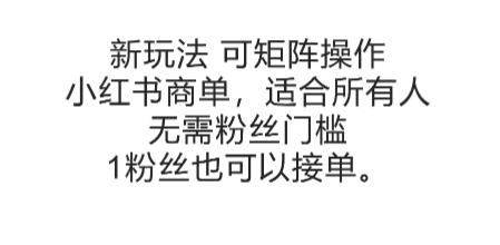 可矩阵操作，小红书商单新玩法，适合所有人，无需粉丝门槛，1粉丝也可以接单-阳明聊项目
